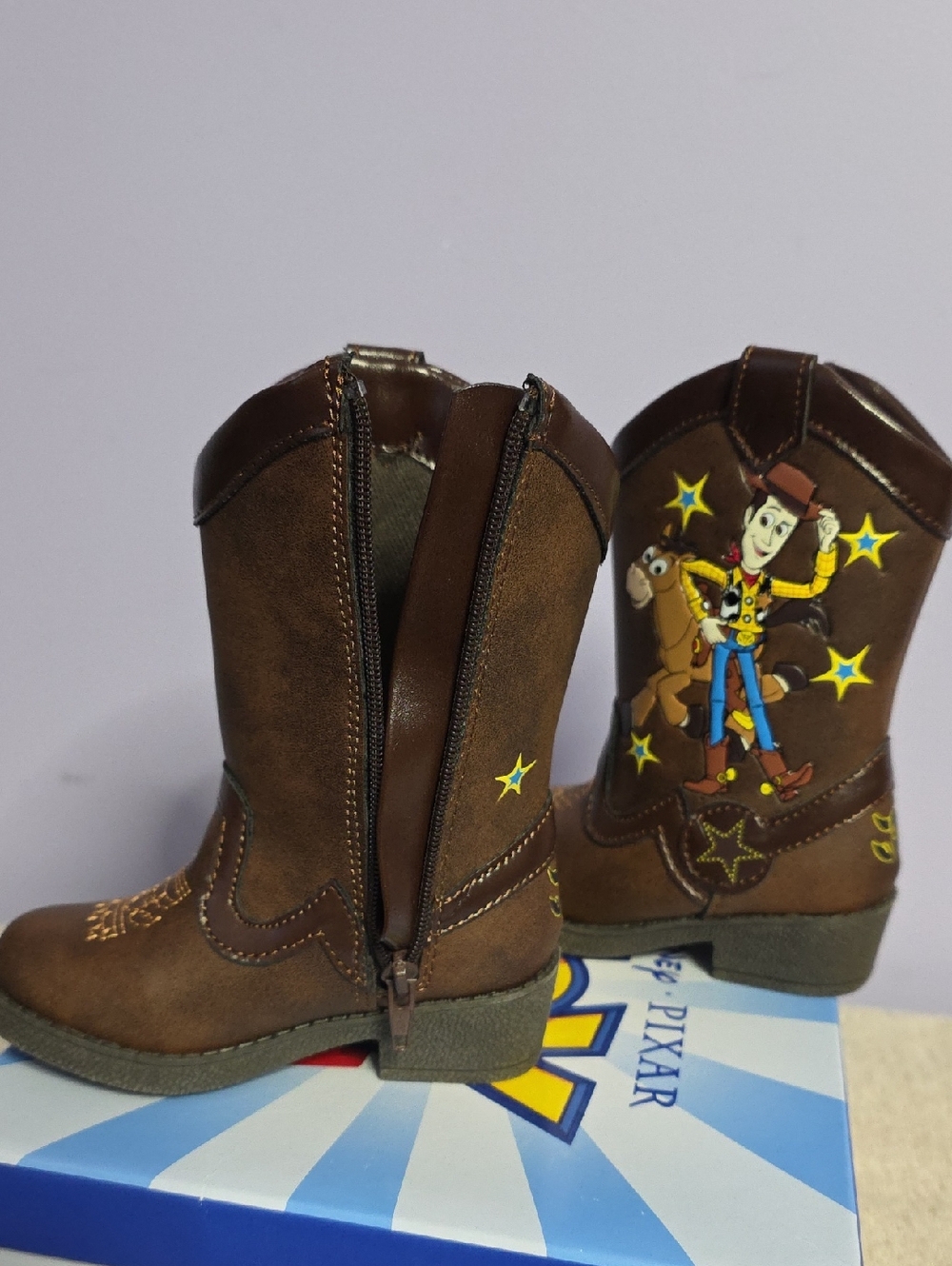 Disney Brown Kids Cowboy Boots with Woody Graphic - Picture 6 of 8